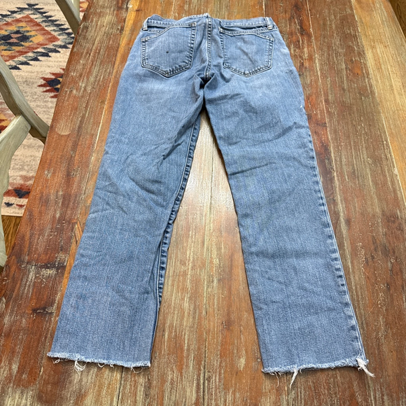 Gap Blue Straight Leg Jeans Raw Hem Womens Size 27 - Picture 9 of 15